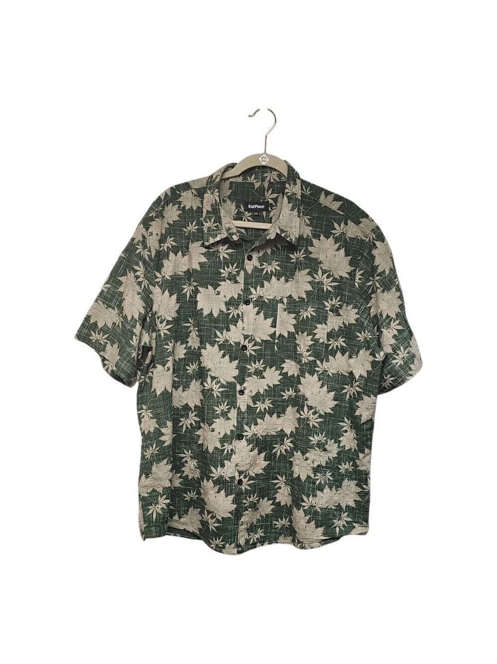 MEN'S VATPAVE SHORT SLEEVE FLORAL GREEN SHIRT SIZE XXL